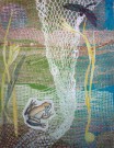 "Waterlife Web" by Barbara Rosenthal - Collage Monoprint